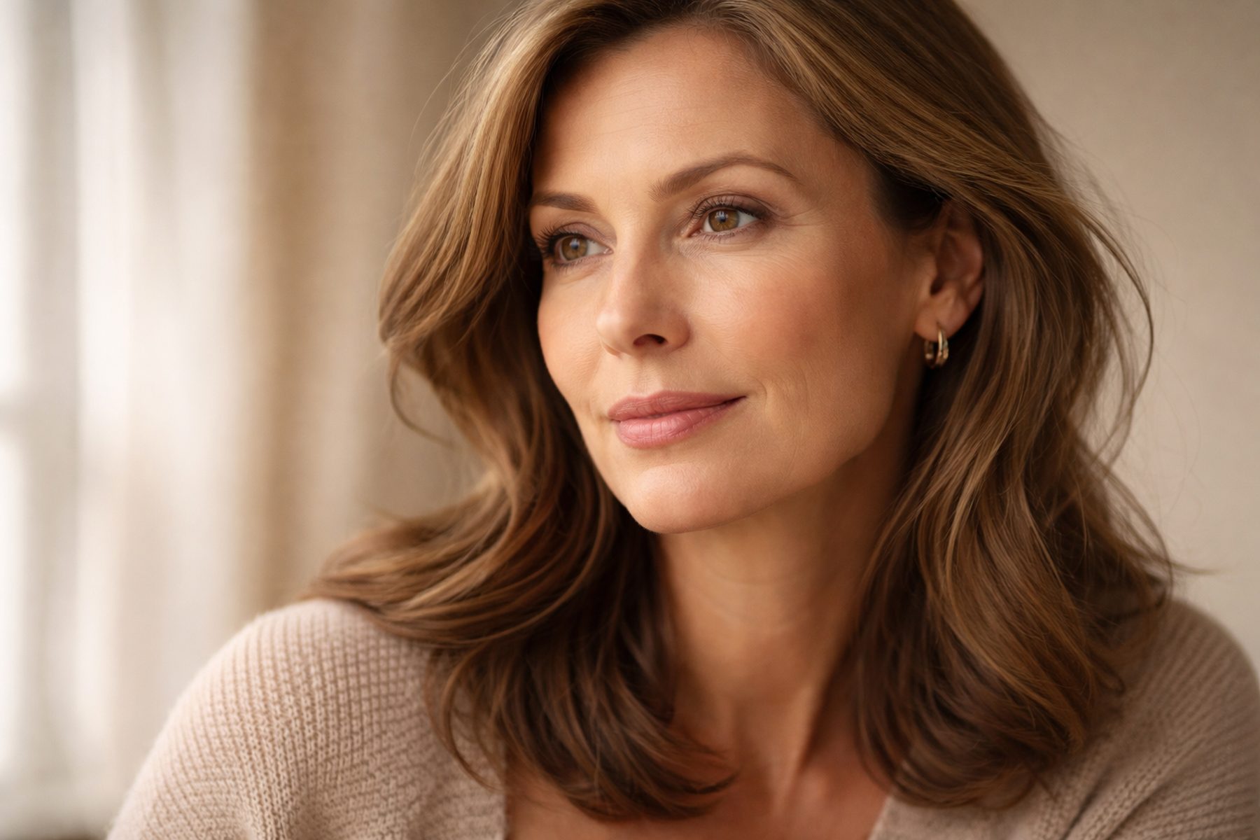 Facelift Düsseldorf – natürliche Frau im mittleren Alter zur Haltbarkeit eines Facelifts