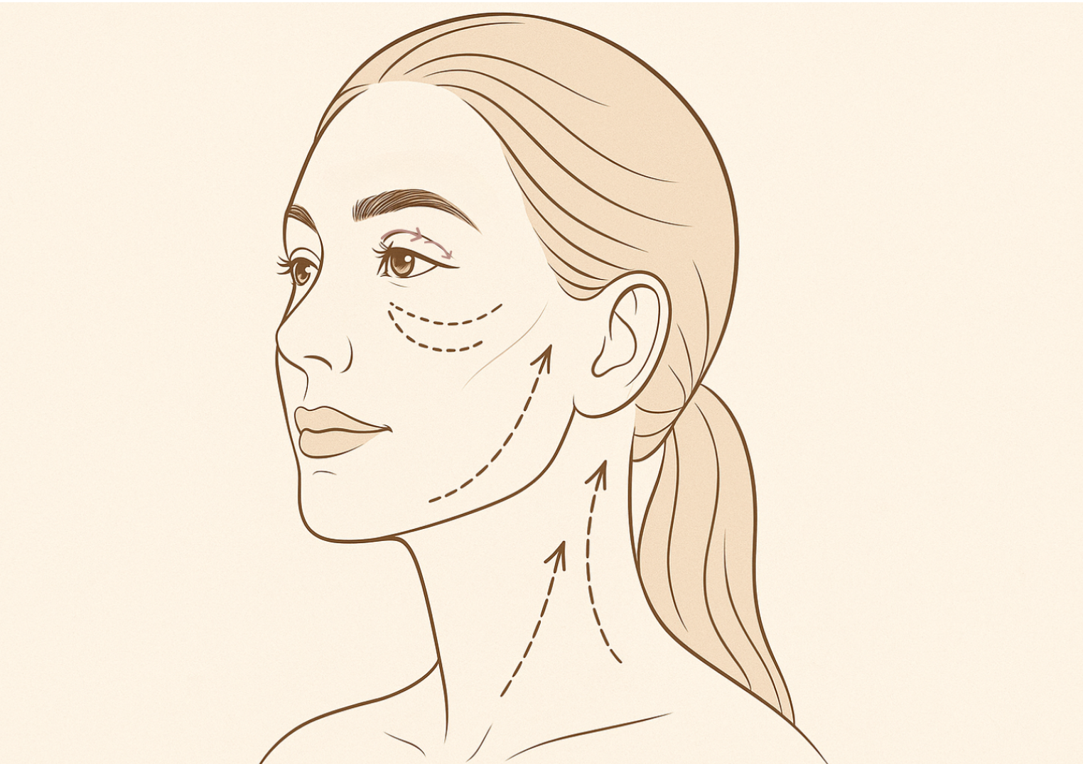Skizze-Minilit-mit-Oberlidstraffung-kombiniert Skizze mit Oberlidstraffung und Minilift eingezeichnet